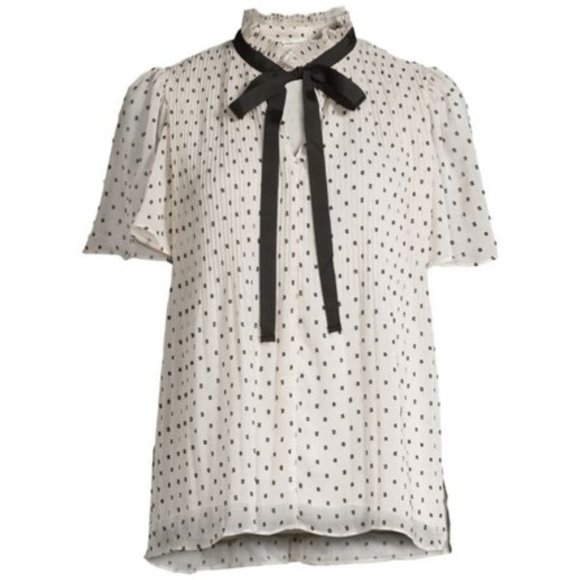 Max Studio Chiffon Polka Dot Short Sleeve Blouse size XL - Picture 2 of 12